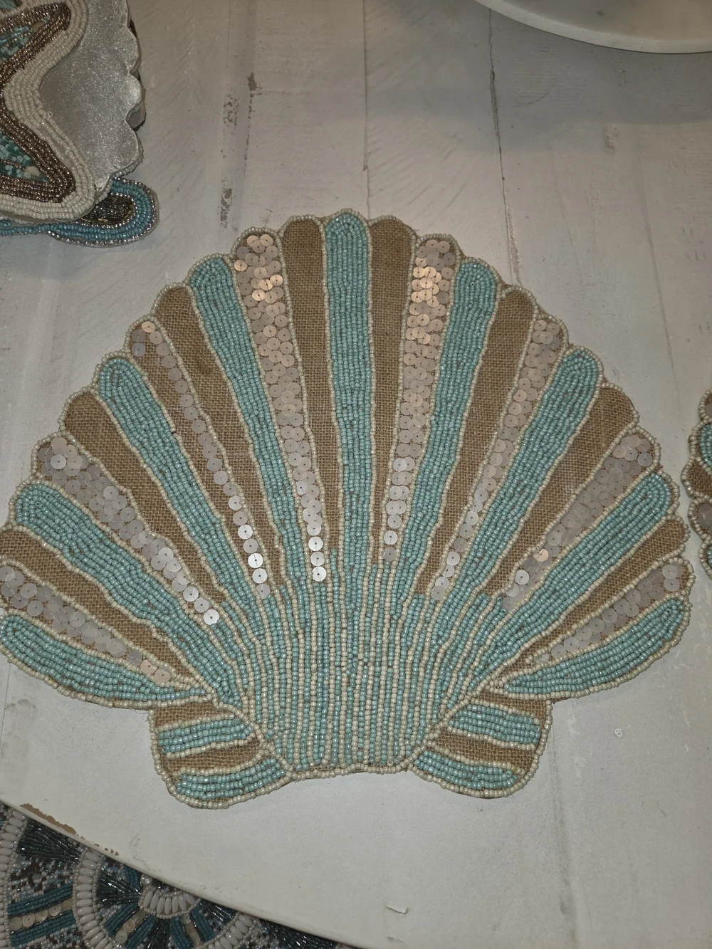 4 Coastal Collection Beaded Chargers Placemats